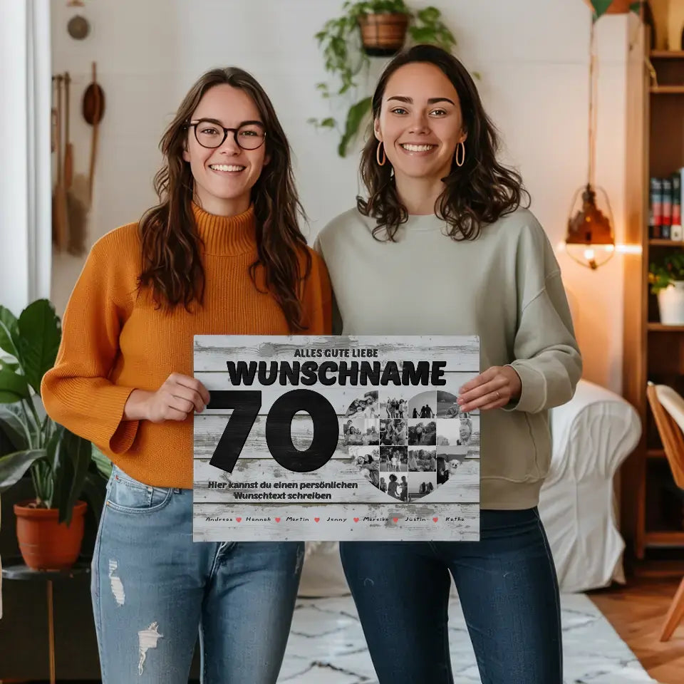 Poster mit Wunschname 70 Geburstag 14 Fotos Bis zu 15 Namen Geschenkidee