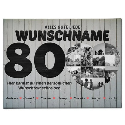 80 Geburstag Fotocollage mit Wunschtext und Bis 15 Namen