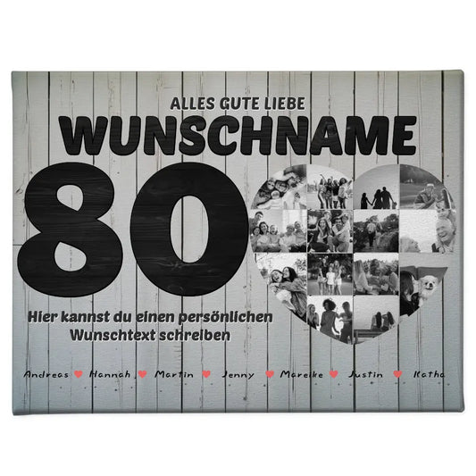 80 Geburstag Fotocollage mit Wunschtext und Bis 15 Namen 1