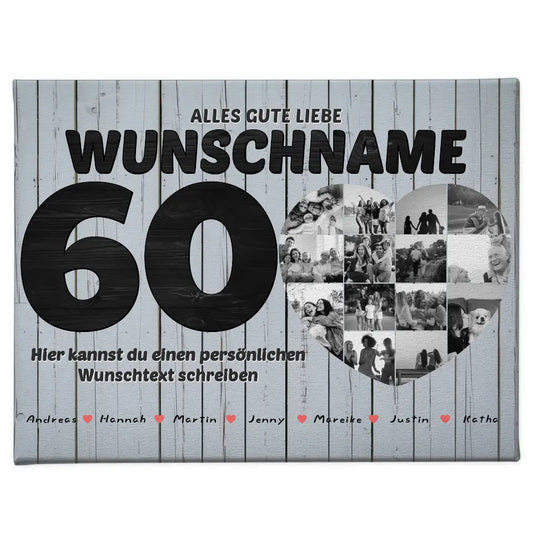 Personalisierte Herzen Poster 60 Geburstag für Mama Wunschtext