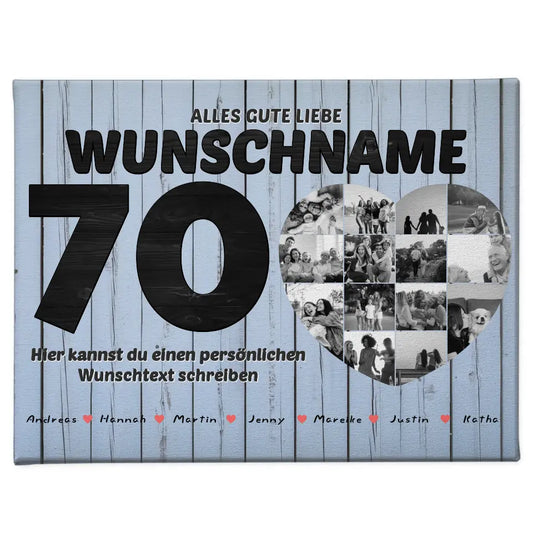 Poster mit Wunschtext zum 70 Geburstag Personalisiert Geschenk mit 14 Fotos