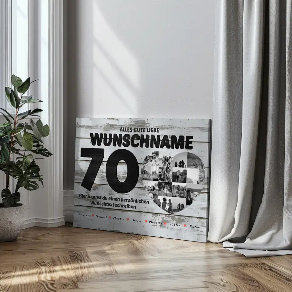 Poster mit Wunschname 70 Geburstag 14 Fotos Bis zu 15 Namen Geschenkidee