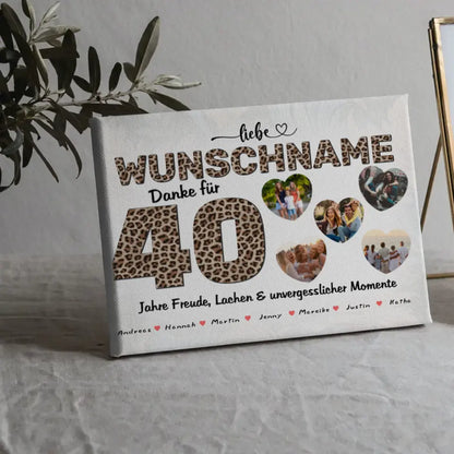 Personalisierte Leinwand 40 Geburstag Schwester 5 Fotos