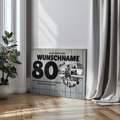 80 Geburstag Fotocollage mit Wunschtext und Bis 15 Namen