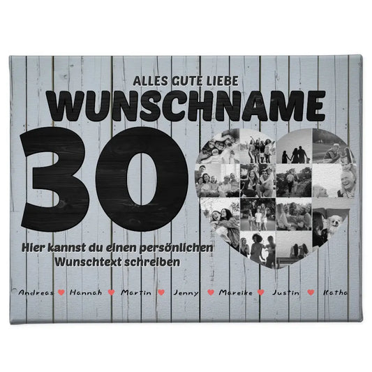 Tante 30 Geburstag Fotocollage als Personalisierte Leinwand Bis 15 Namen