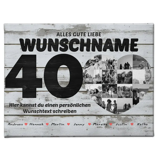 Personalisierte Geburtstags Leinwand Bis 15 Namen für Tante 40 Geburstag 1