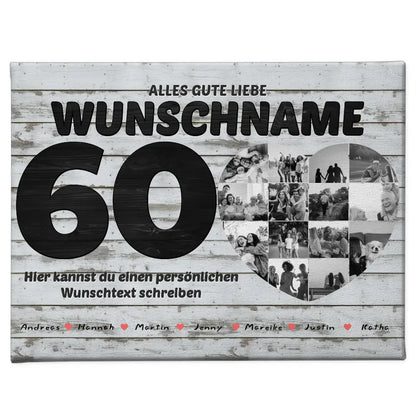 60 Geburstag Fotocollage mit Wunschtext und Bis 15 Namen