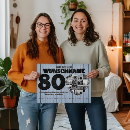 Poster mit Wunschname personalisiert 80 Geburstag Eigener Text