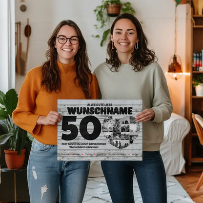 50 Geburstag Tante Leinwand personalisiert 14 Fotos Mit Namen