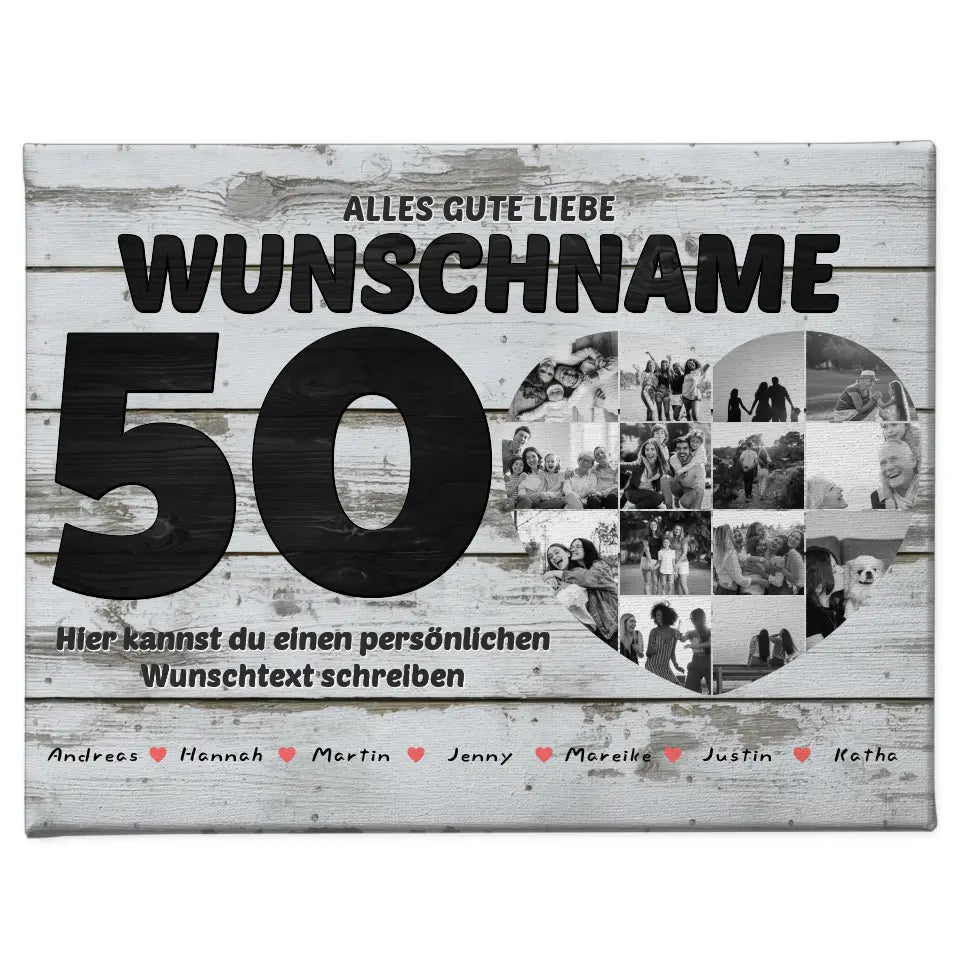 Poster mit Wunschtext zum 50 Geburstag Personalisiert Geschenk mit 14 Fotos