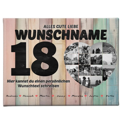 Schwester 18 Geburstag als Personalisierte Leinwand Bis 15 Namen