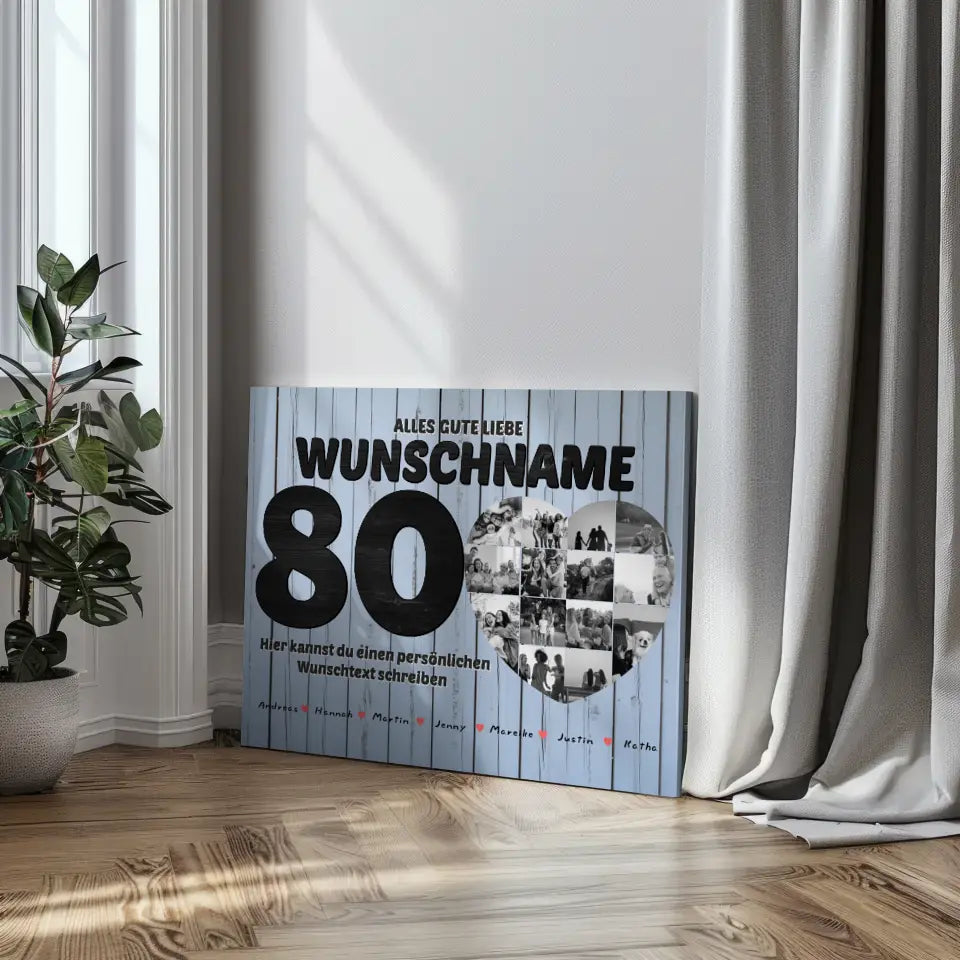 Poster mit Wunschname personalisiert 80 Geburstag Eigener Text