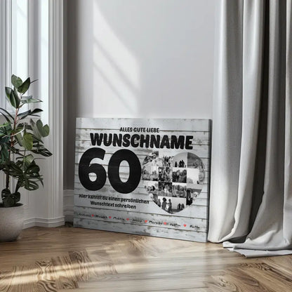 60 Geburstag Fotocollage mit Wunschtext und Bis 15 Namen