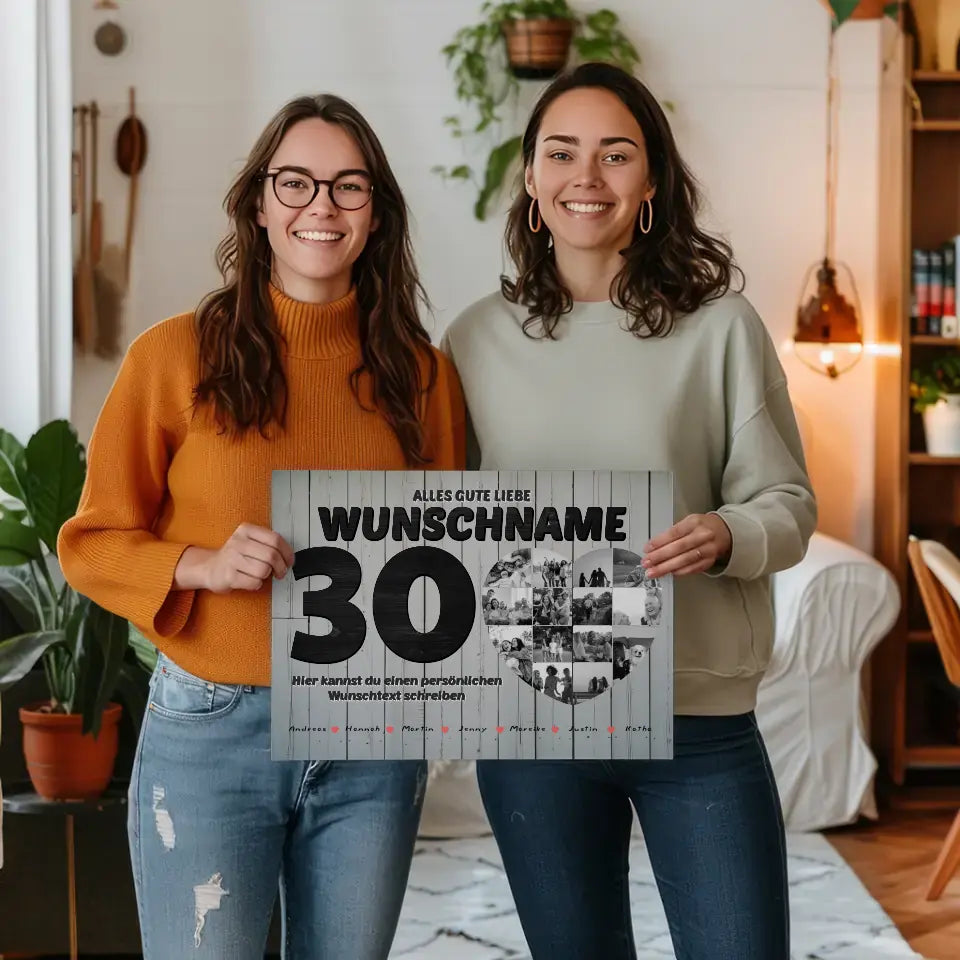 30 Geburstag Schwester Leinwand personalisiert 14 Fotos Mit Namen