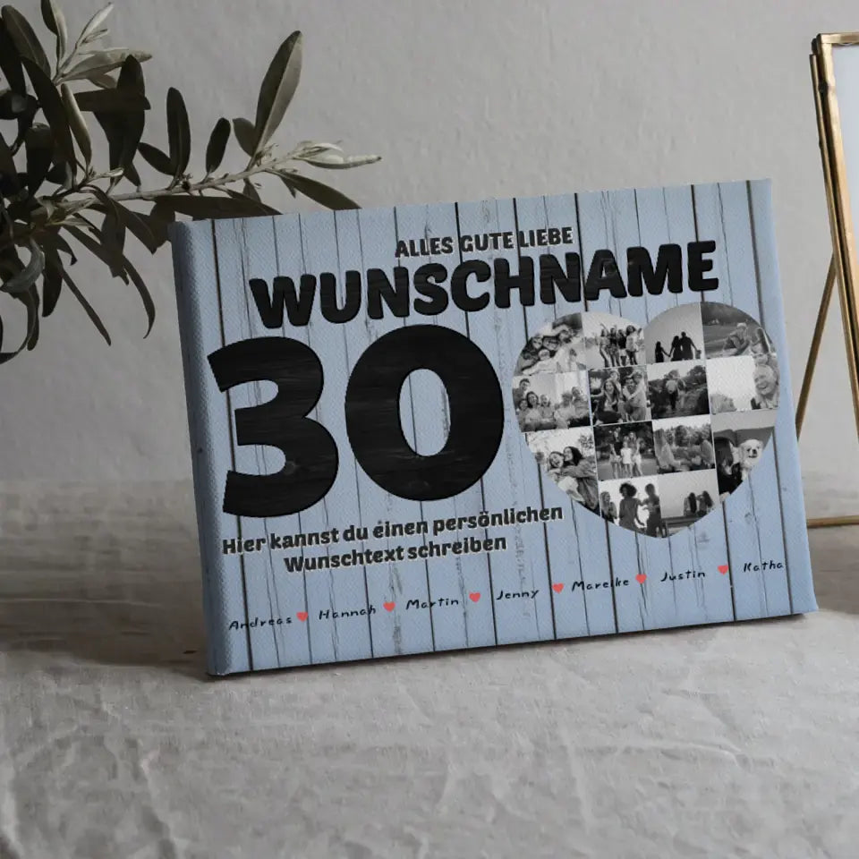 Personalisierte Geburtstags Leinwand Bis 15 Namen für Mama 30 Geburstag