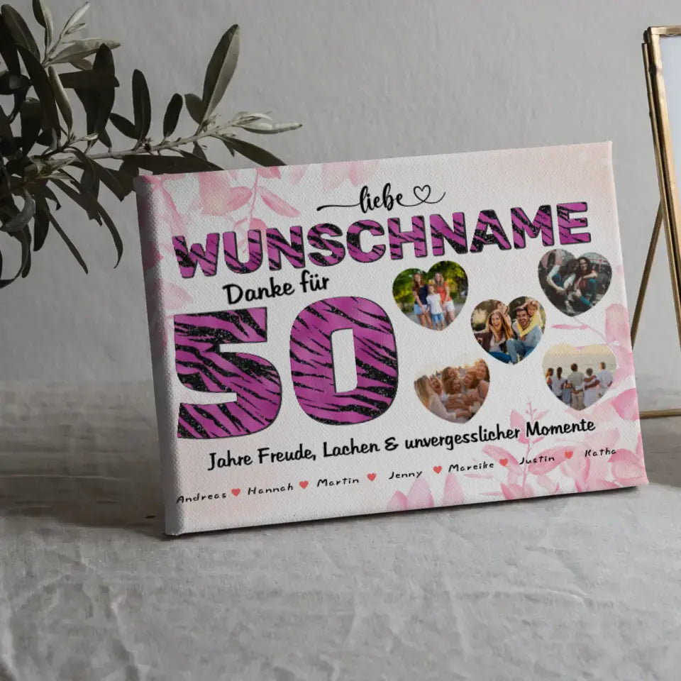 Leinwand personalisiert für Schwester 50 Geburstag Fotocollage