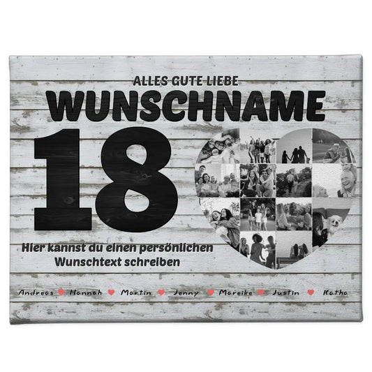 Fotocollage zum 18 Geburstag für Beste Freundin mit 14 Fotos Holz Look 1