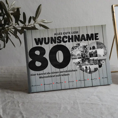 80 Geburstag Fotocollage mit Wunschtext und Bis 15 Namen