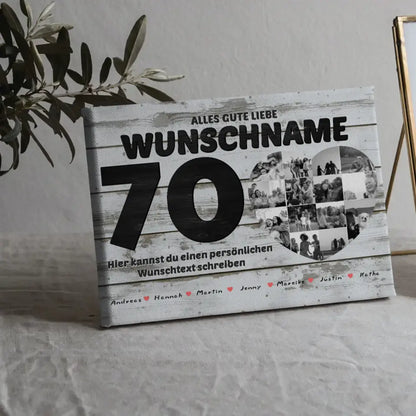 Poster mit Wunschname 70 Geburstag 14 Fotos Bis zu 15 Namen Geschenkidee