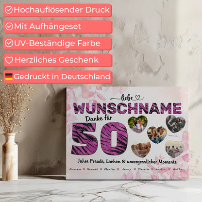 Leinwand personalisiert für Schwester 50 Geburstag Fotocollage