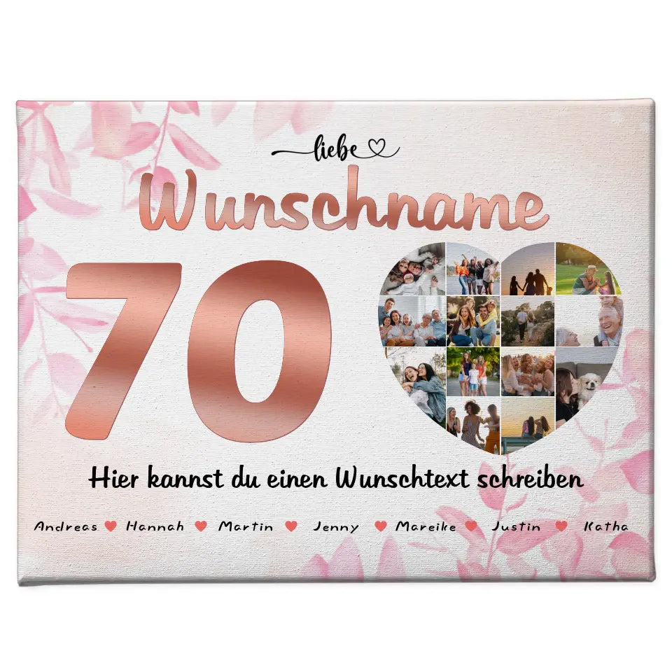 Personalisierte Mama Poster 70 Geburstag Rose Farbe Eigener Wunschtext