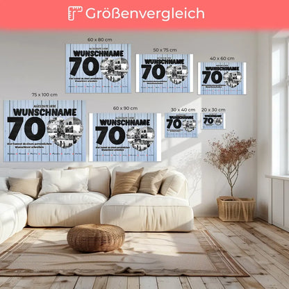 Poster mit Wunschtext zum 70 Geburstag Personalisiert Geschenk mit 14 Fotos