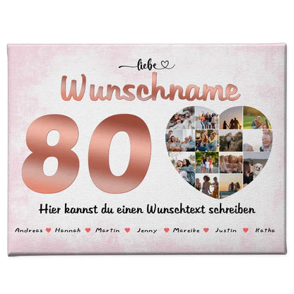 Leinwand personalisiert für Mama 80 Geburstag 14 Fotos Wunschname