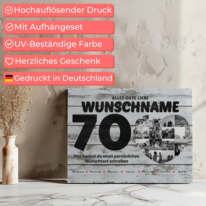 Poster mit Wunschname 70 Geburstag 14 Fotos Bis zu 15 Namen Geschenkidee