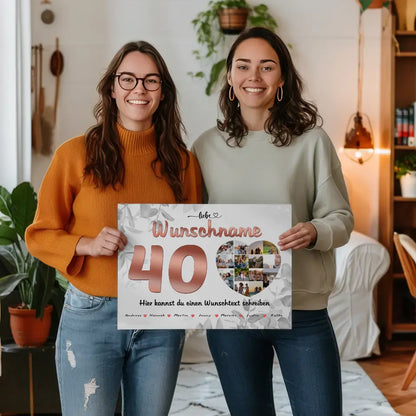 Mama 40 Geburstag Fotocollage als Personalisierte Leinwand Bis zu 15 Namen