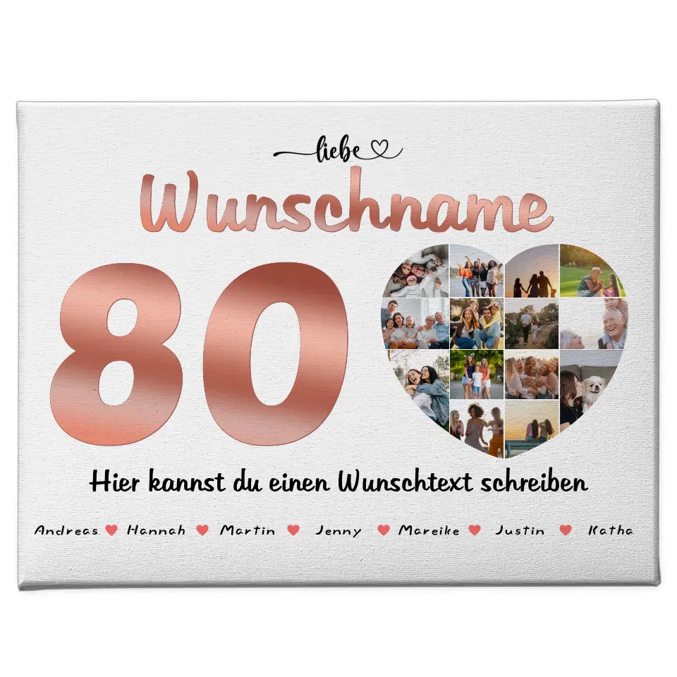 Fotocollage personalisiert für Oma zum 80 Geburstag Eigener Wunschtext