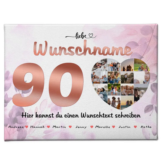 Oma 90 Geburstag Fotocollage als Personalisierte Leinwand Bis zu 15 Namen