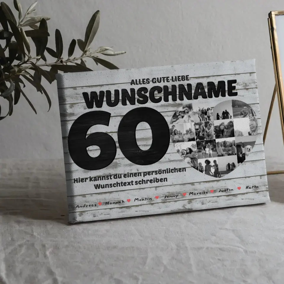 60 Geburstag Fotocollage mit Wunschtext und Bis 15 Namen