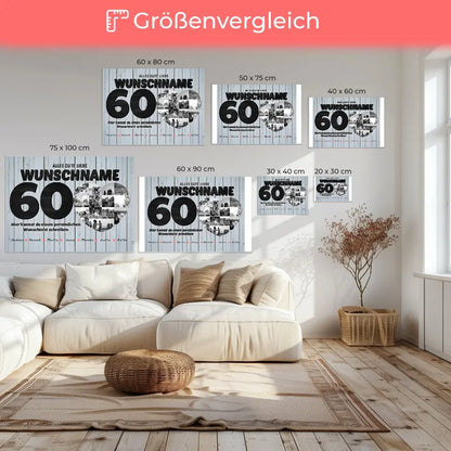 Personalisierte Herzen Poster 60 Geburstag für Mama Wunschtext