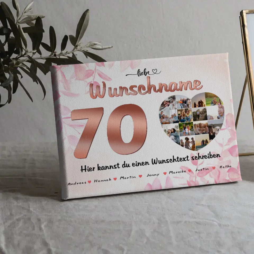 Personalisierte Mama Poster 70 Geburstag Rose Farbe Eigener Wunschtext