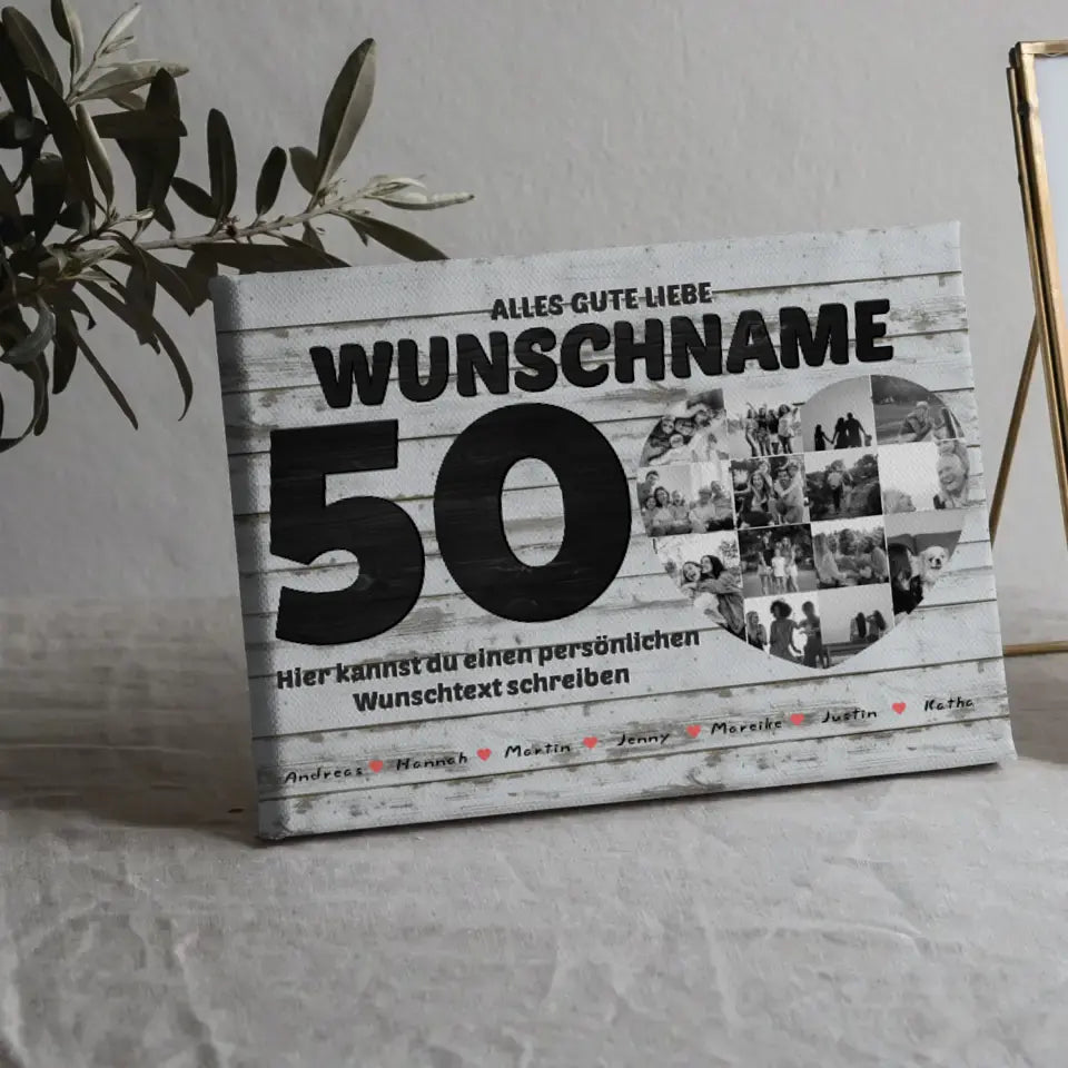 50 Geburstag Tante Leinwand personalisiert 14 Fotos Mit Namen