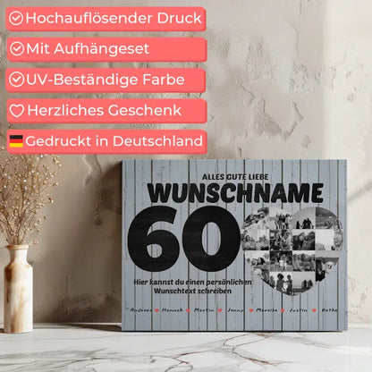 Personalisierte Herzen Poster 60 Geburstag für Mama Wunschtext