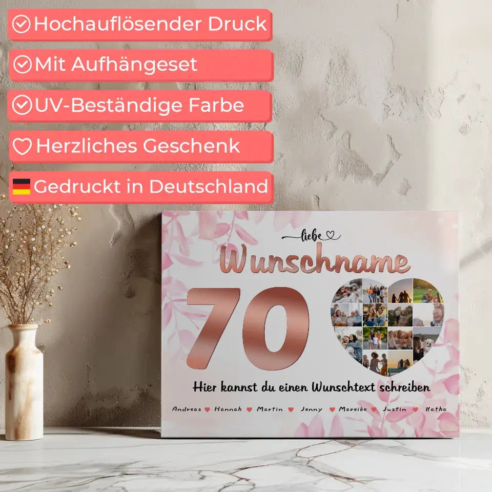 Personalisierte Mama Poster 70 Geburstag Rose Farbe Eigener Wunschtext