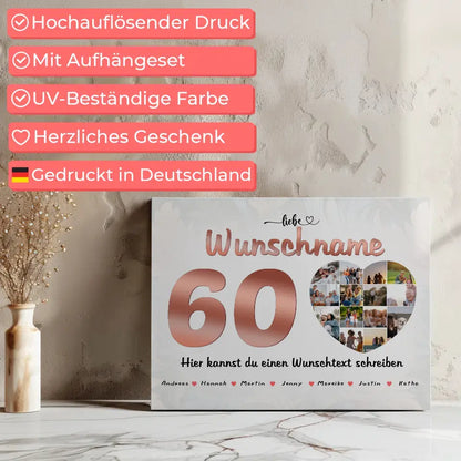 Personalisierte Mama Poster 60 Geburstag Bis zu 15 Namen