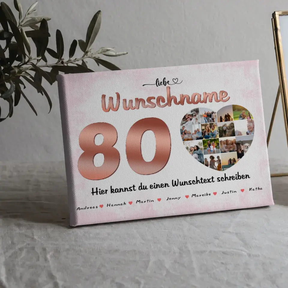 Leinwand personalisiert für Mama 80 Geburstag 14 Fotos Wunschname