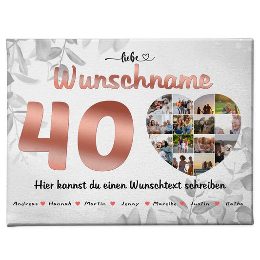 Personalisierte Tante Poster 40 Geburstag Fotocollage Schwarz Weiß 1