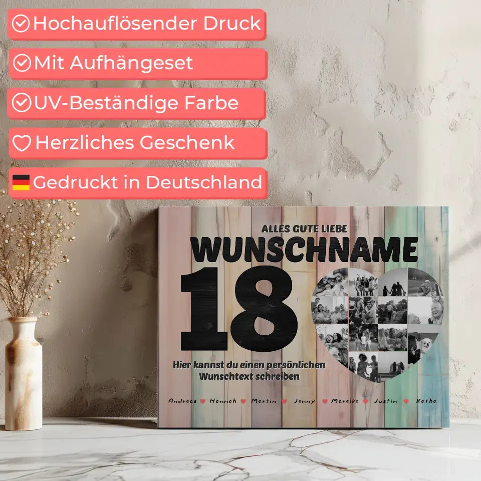 Schwester 18 Geburstag als Personalisierte Leinwand Bis 15 Namen