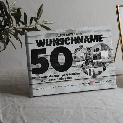 Poster mit Wunschtext zum 50 Geburstag Personalisiert Geschenk mit 14 Fotos