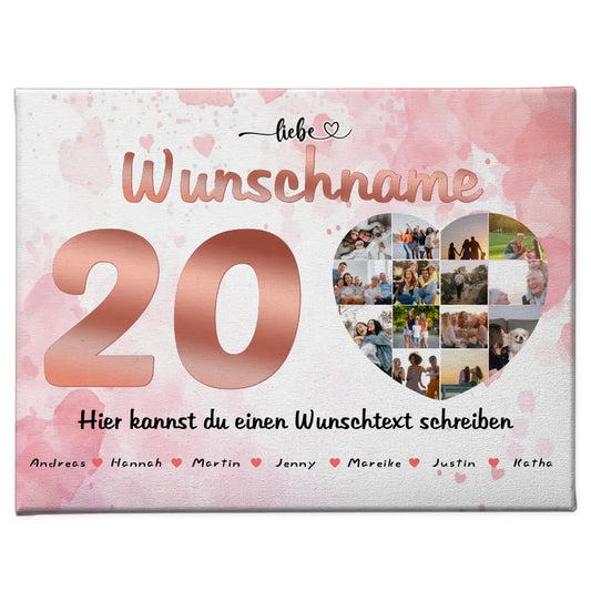 Patentante Leinwand personalisiert für 20 Geburstag Alles Liebe & Gute 1