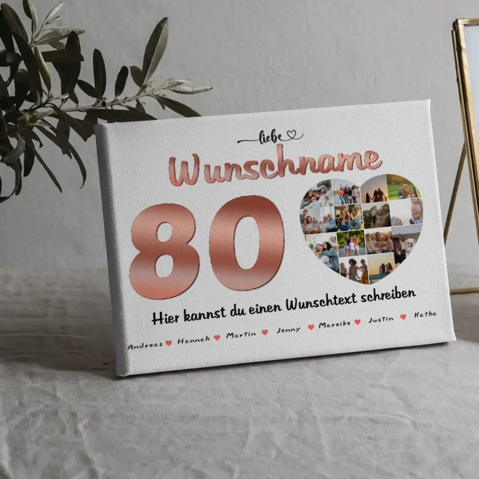 Fotocollage personalisiert für Oma zum 80 Geburstag Eigener Wunschtext