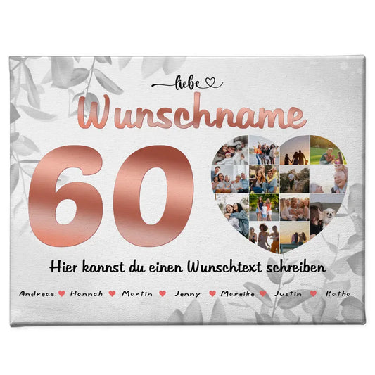 Personalisierte Patentante Poster 60 Geburstag Fotocollage Schwarz Weiß 1