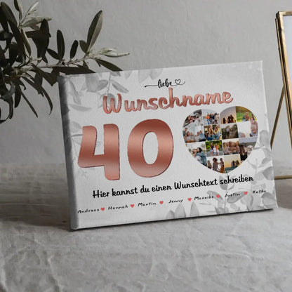 Mama 40 Geburstag Fotocollage als Personalisierte Leinwand Bis zu 15 Namen