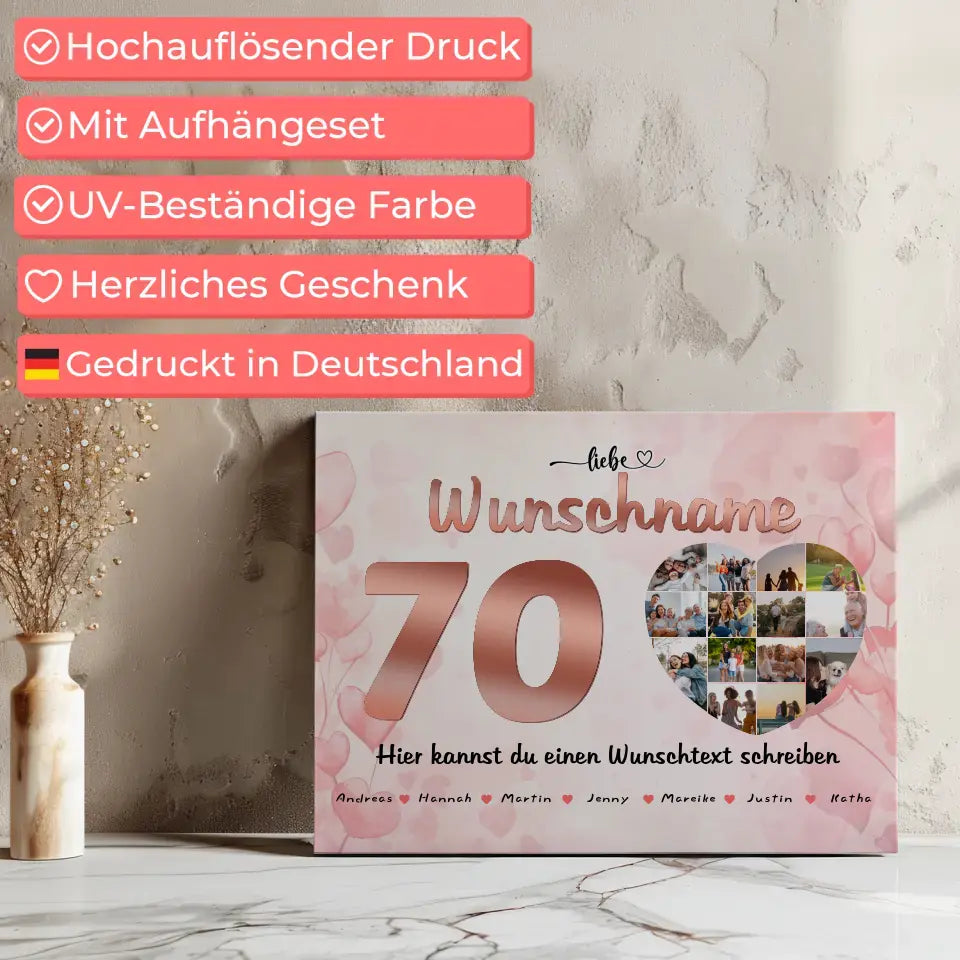 Oma Leinwand personalisiert für 70 Geburstag 14 Fotos Geschenkidee