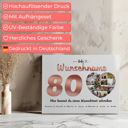 Fotocollage personalisiert für Oma zum 80 Geburstag Eigener Wunschtext