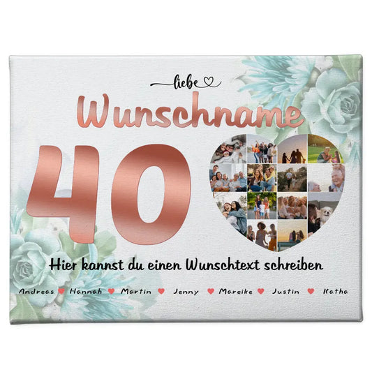 Schwester Leinwand personalisiert für 40 Geburstag Eigener Wunschtext