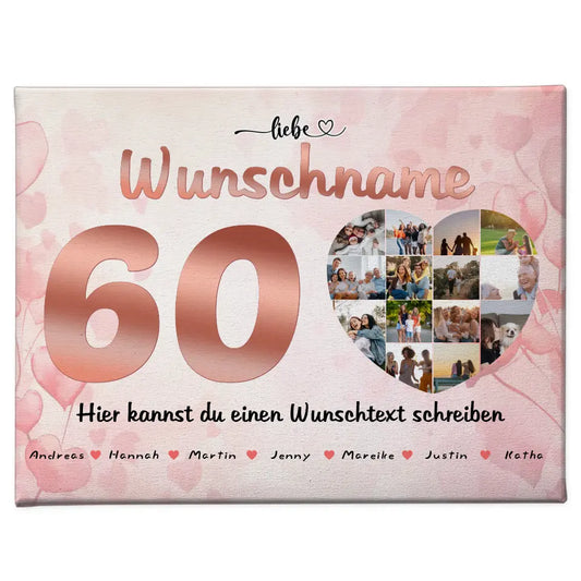 Schwester 60 Geburstag Fotocollage als Personalisierte Leinwand Bis zu 15 Namen